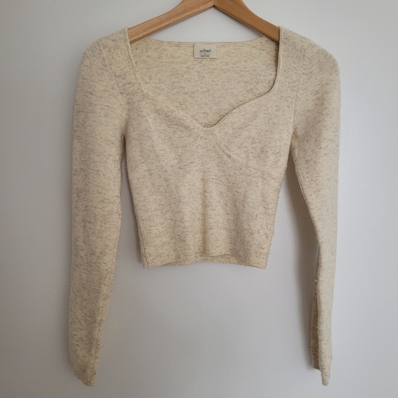 Wilfred Greer Sweetheart Sweater Heather Light Oatmeal Size S Wool Cashmere - Picture 2 of 9
